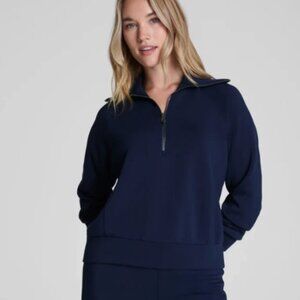SPANX Air Essentials Navy Blue Quarter Zip Sweatshirt  XL